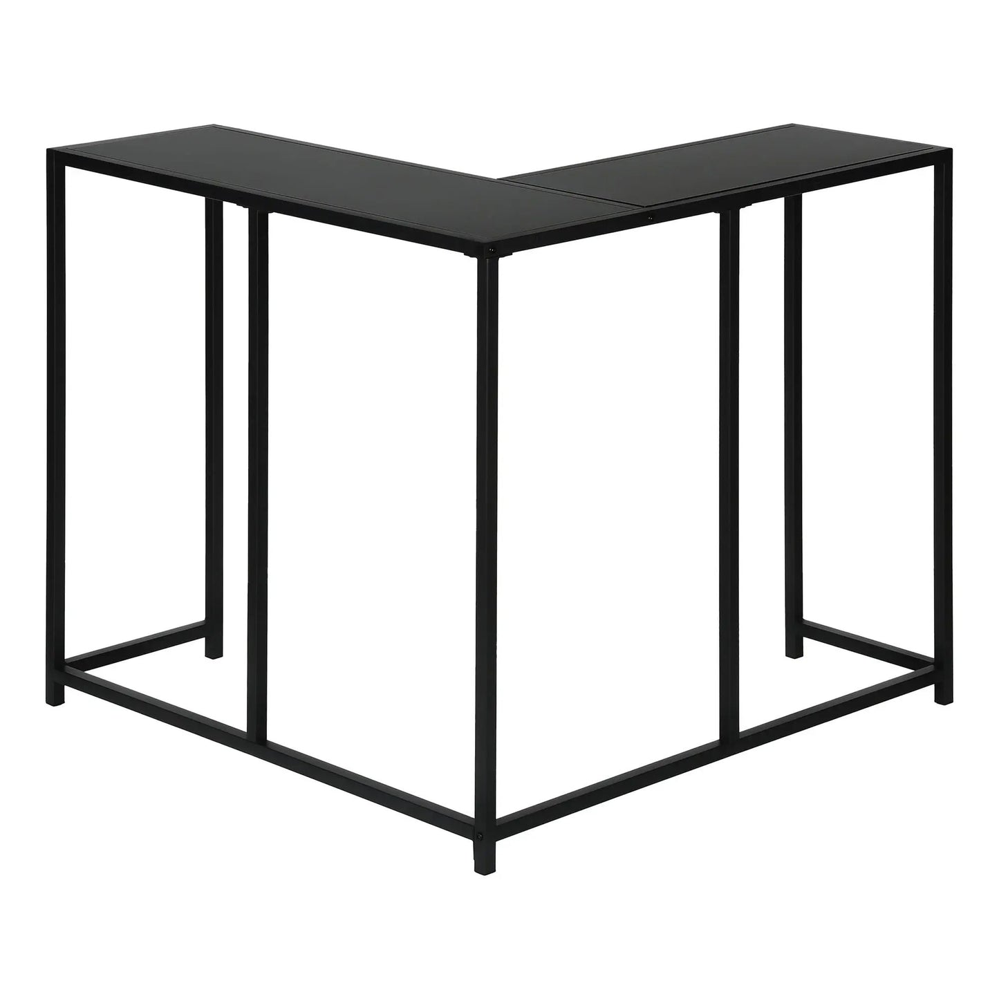 Corner Accent Console Table black metal frame with L-shaped top contemporary entryway on Tampa Home & Garden Store