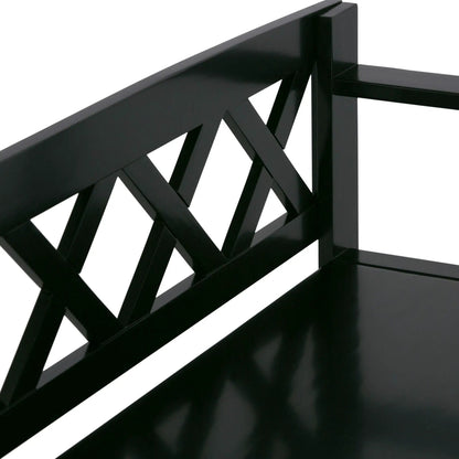 Amherst entryway storage bench in black with crisscross lattice back Unique Piece Furniture on Tampa Home & Garden Store