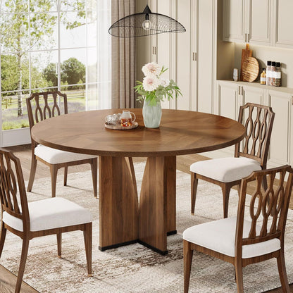 Round dining table for 4 in rustic brown wood with HouseOfZazla on Tampa Home Garden Store on Tampa Home & Garden Store