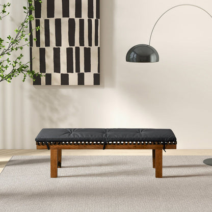 Lucia black upholstered bench with solid wood frame, tufted cushion, HouseOfZazla on Tampa Home & Garden Store