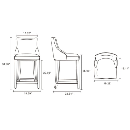Shubert counter height stool by HouseOfZazla; upholstered seat and curved back on Tampa Home & Garden Store