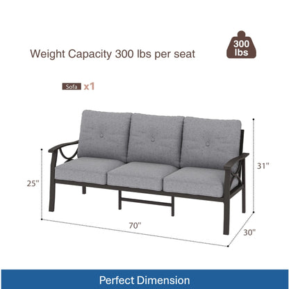 Modern Patio Sofa with Steel Frame and Cushions