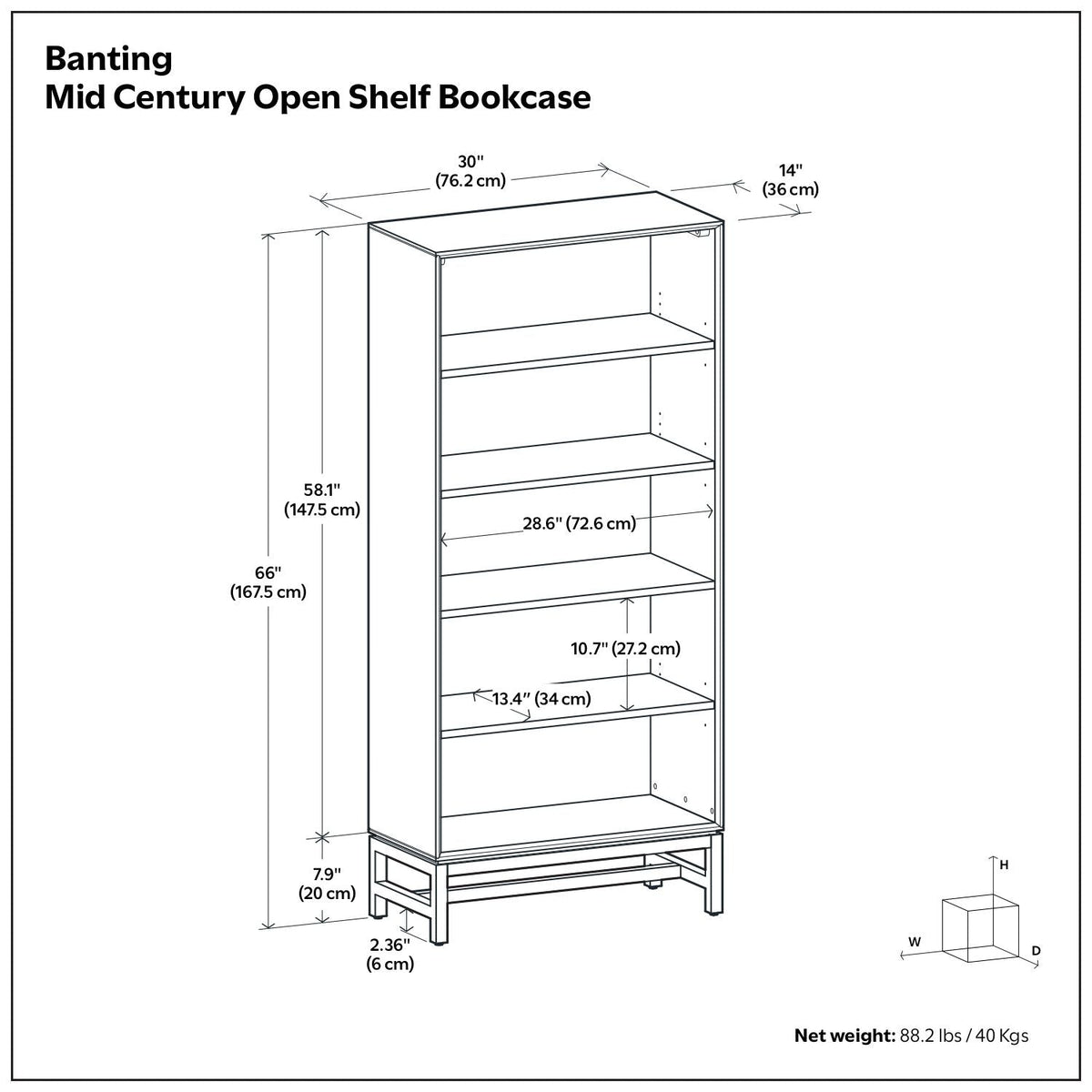 Handcrafted mid-century open-shelf bookcase with multiple shelves on Tampa Home & Garden Store
