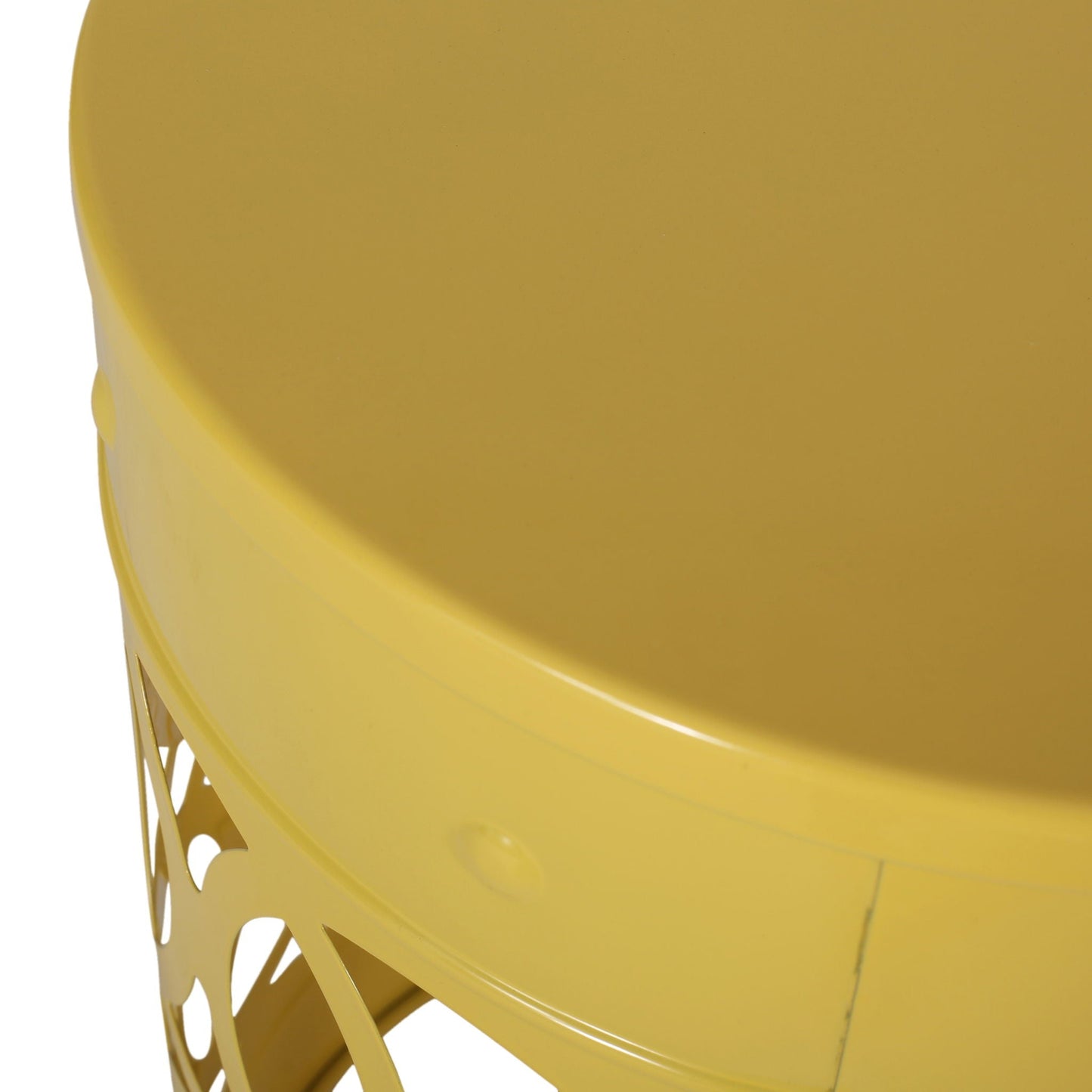 Large Outdoor Metal End Table with Floral Cut