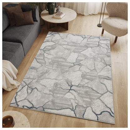 Area rug by HouseOfZazla: contemporary geometric gray texture design for living room on Tampa Home & Garden Store