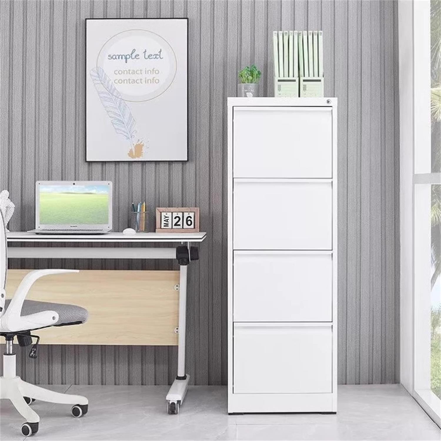 Durable metal filing cabinet with lock, white finish, office storage on Tampa Home & Garden Store