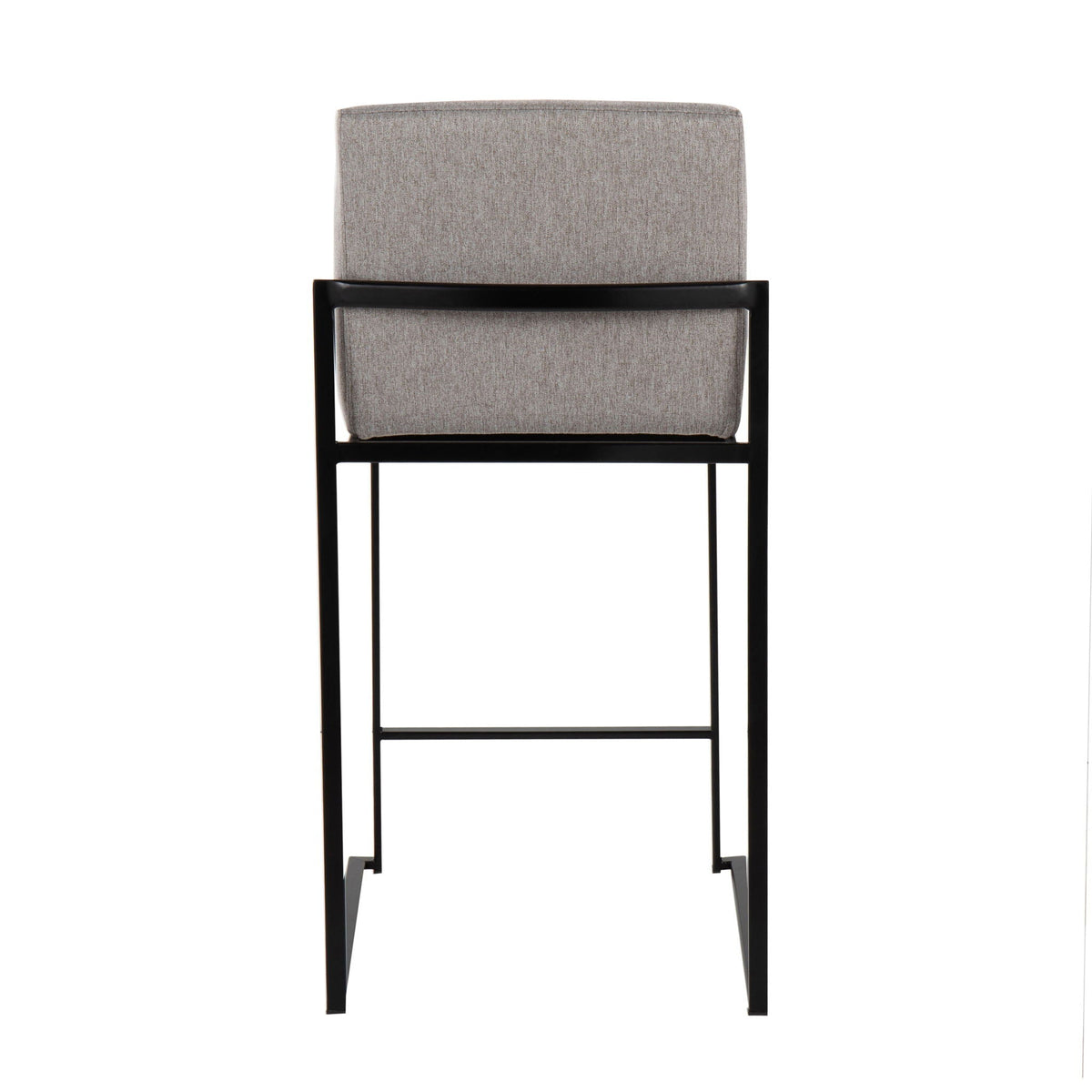 Fuji high back counter stool in gray fabric with black metal frame on Tampa Home & Garden Store