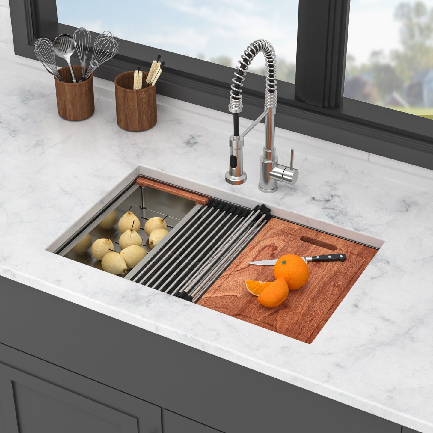 Stainless Steel Undermount Workstation Sink