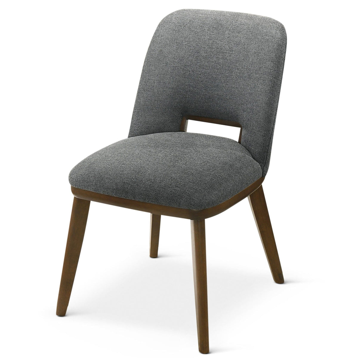 Modern dining chair set of 2 in gray fabric with walnut base and legs by HouseOfZazla on Tampa Home & Garden Store