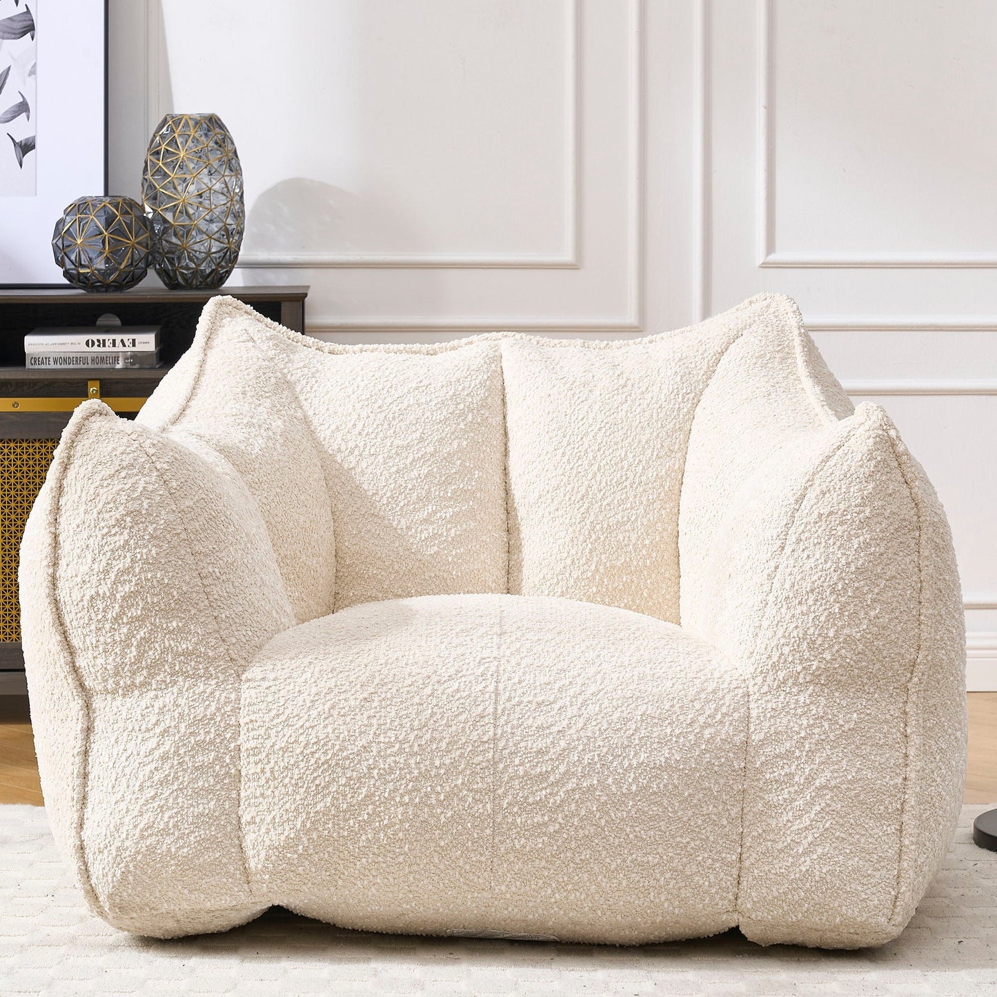Comfortable Chenille Arm Chair with highly resilient foam in beige fabric on Tampa Home & Garden Store