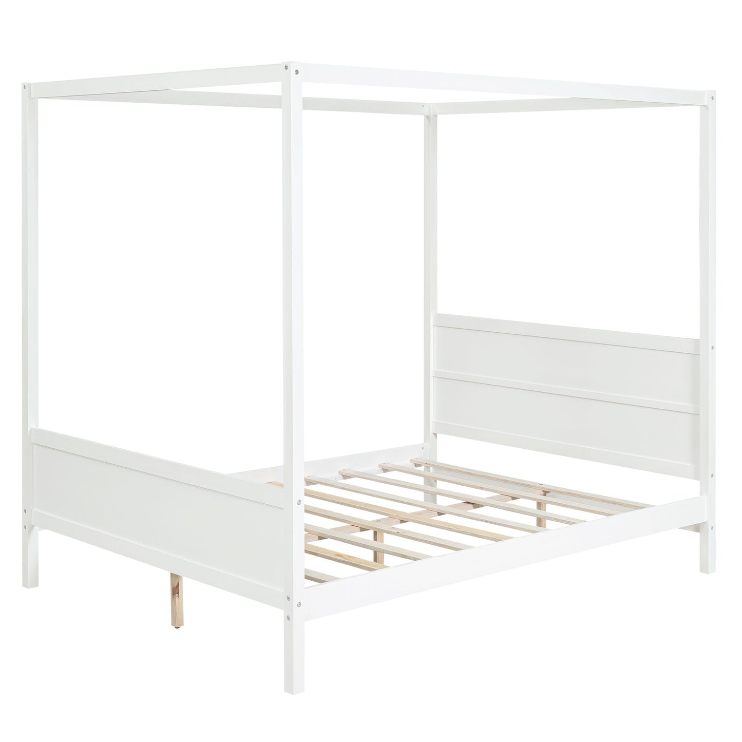 Modern Canopy Platform Bed and Wooden Headboard