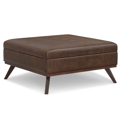 Owen storage ottoman coffee table brown leather-look with angled legs Unique Piece Furniture on Tampa Home & Garden Store