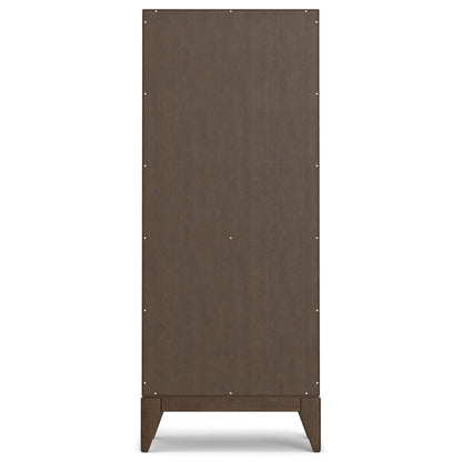 Adjustable bookcase with storage in dark brown wood, standing on tapered legs on Tampa Home & Garden Store