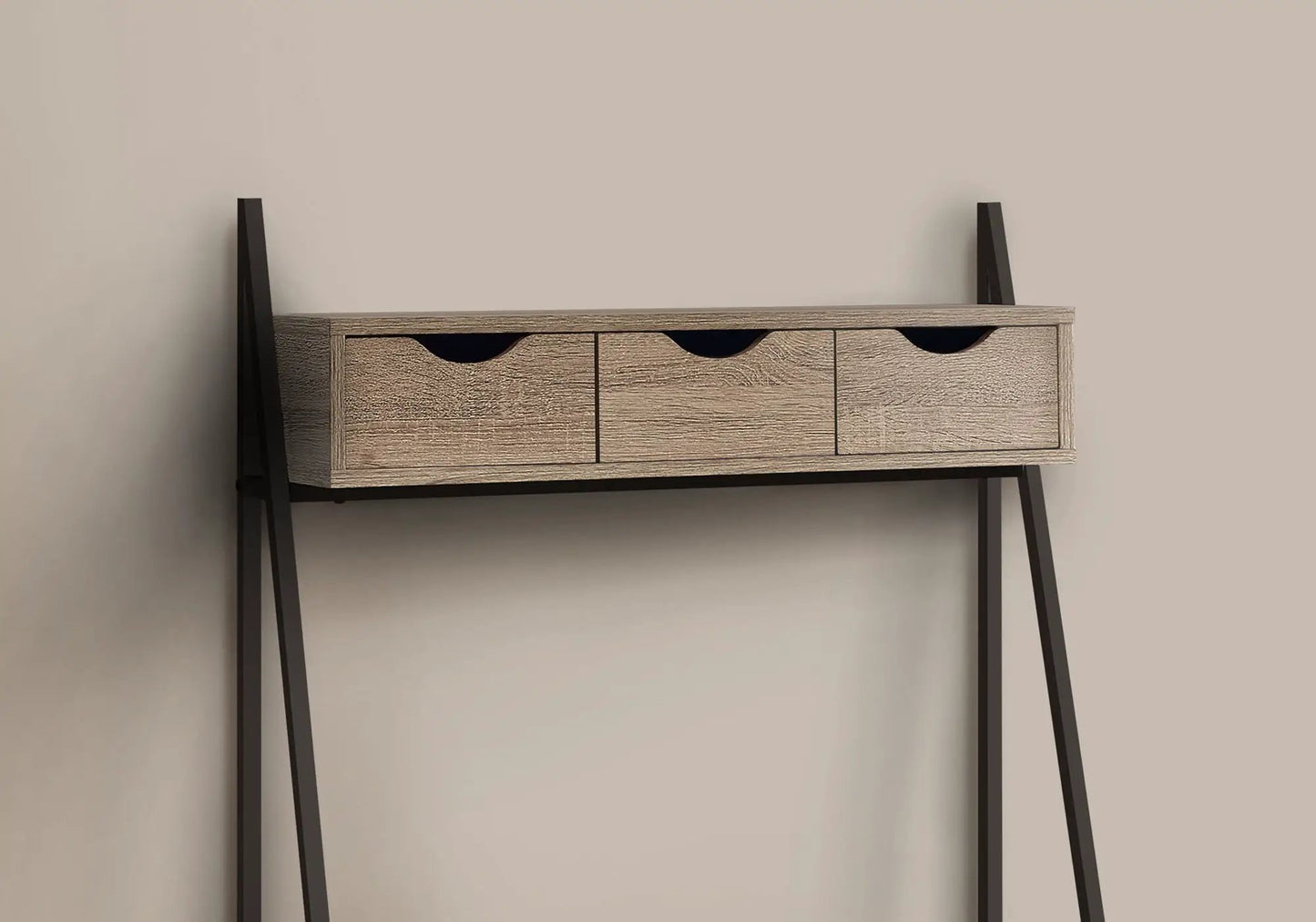 Computer desk for home office with 3 drawers, light oak finish, black metal legs on Tampa Home & Garden Store