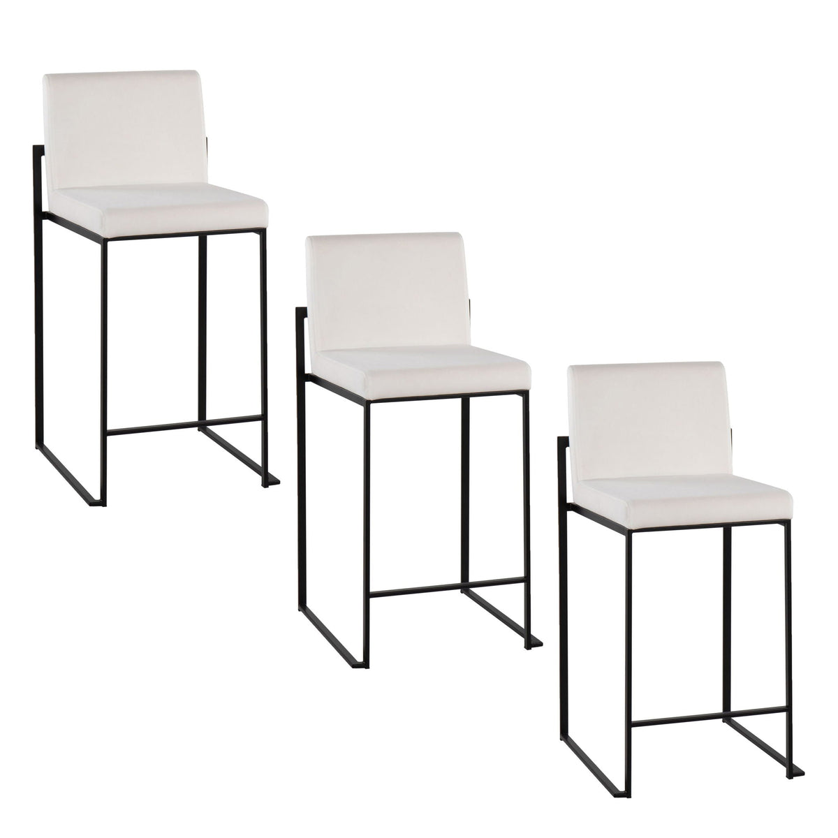 Fuji high back counter stool white upholstery with black metal frame set of 4 on Tampa Home & Garden Store