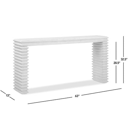 Geometric Waterfall Console Table white solid wood with ribbed legs HouseOfZazla on Tampa Home & Garden Store