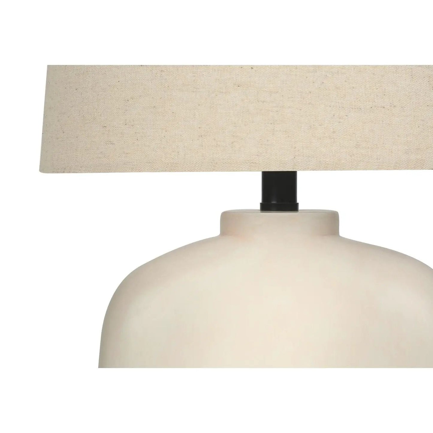 Cream resin table lamp with linen-textured shade, modern design on Tampa Home & Garden Store