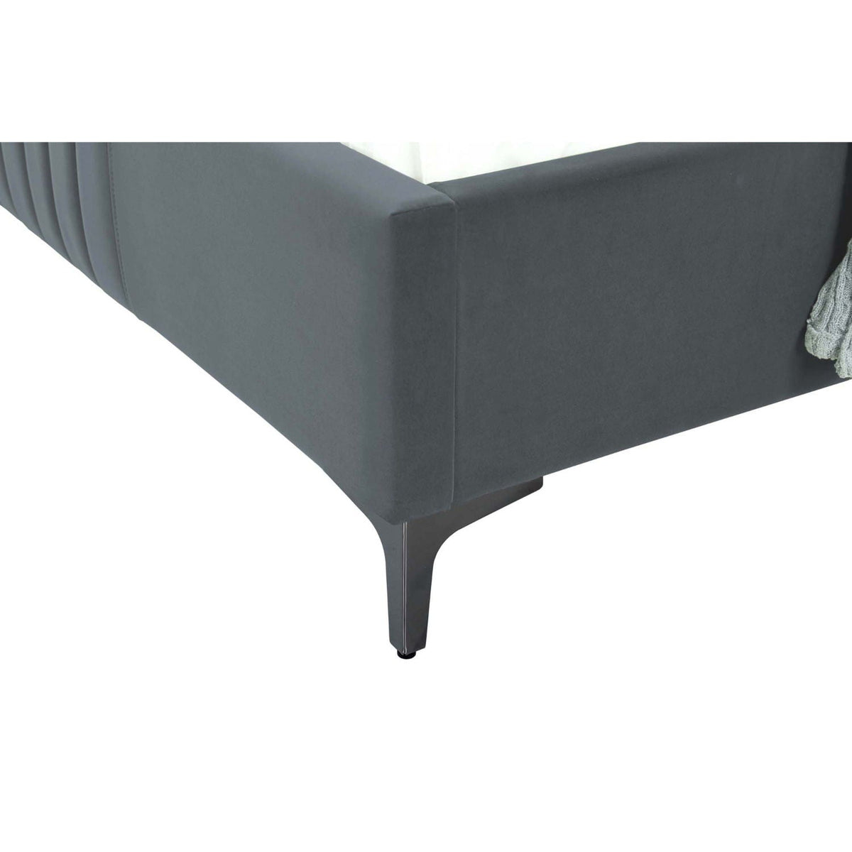 Promenade bed with dark grey upholstered sides and slim metal legs on Tampa Home & Garden Store