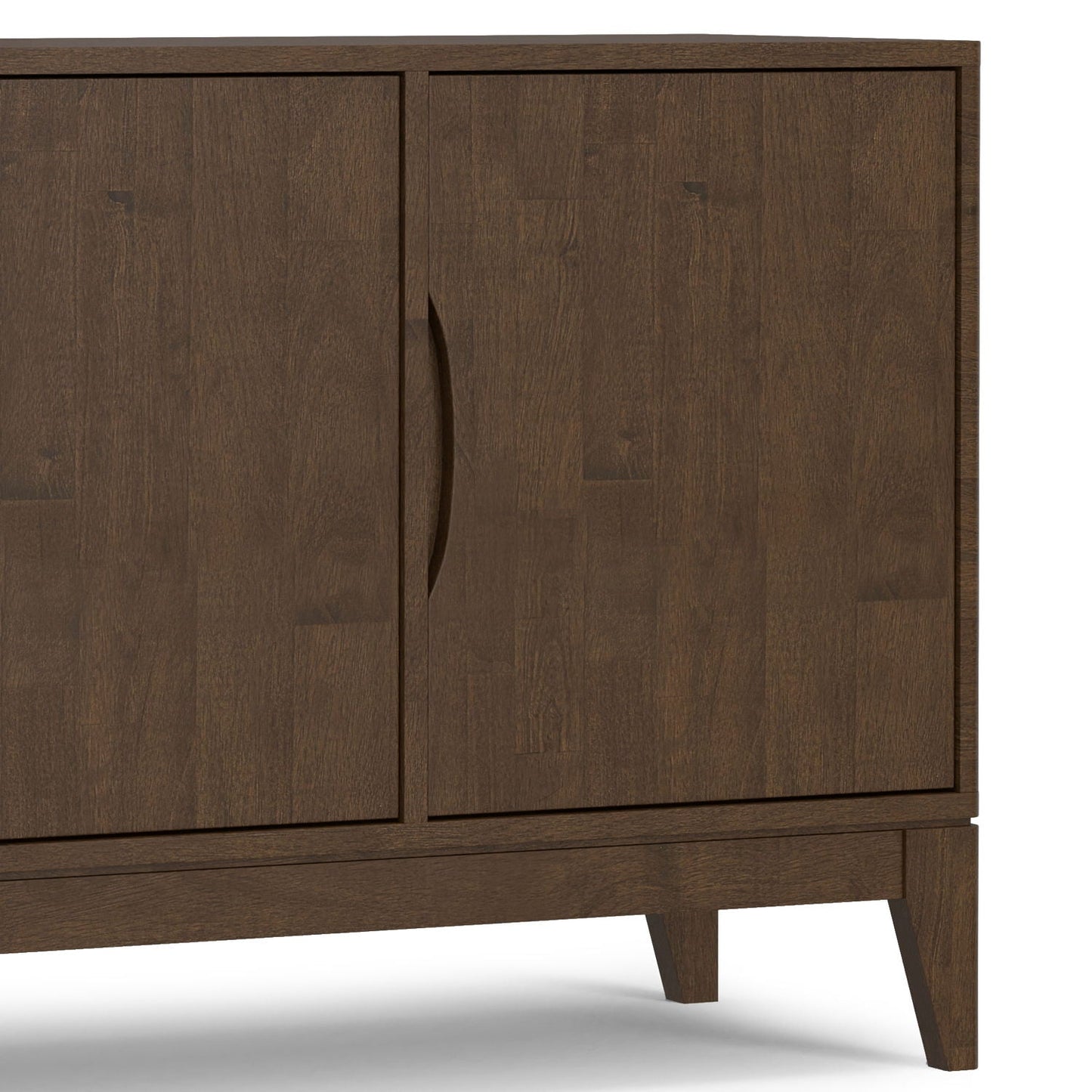 Harper 3-door sideboard in walnut brown wood with curved door pulls and tapered legs on Tampa Home & Garden Store
