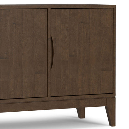 Harper 3-door sideboard in walnut brown wood with curved door pulls and tapered legs on Tampa Home & Garden Store
