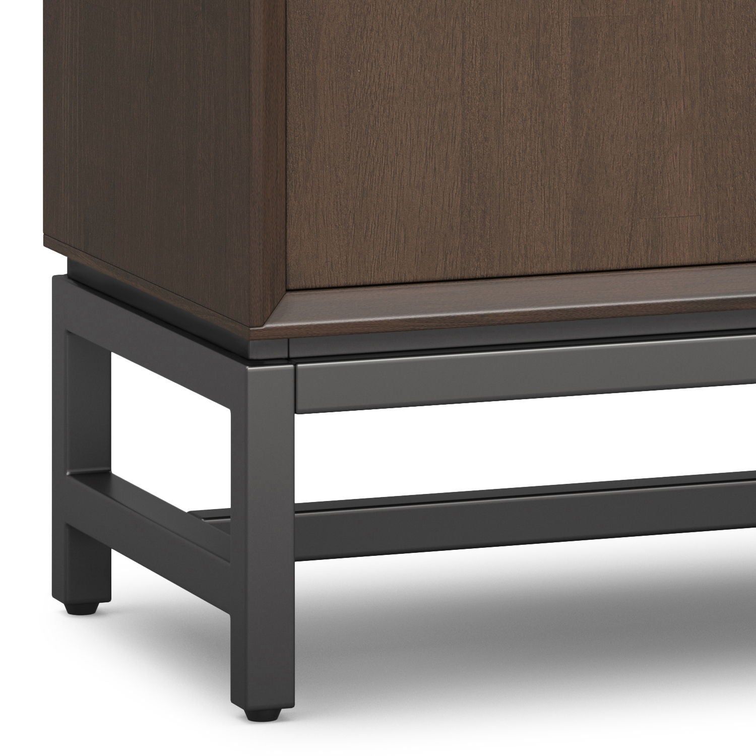 Banting storage cabinet in dark brown wood finish with gray metal base on Tampa Home & Garden Store