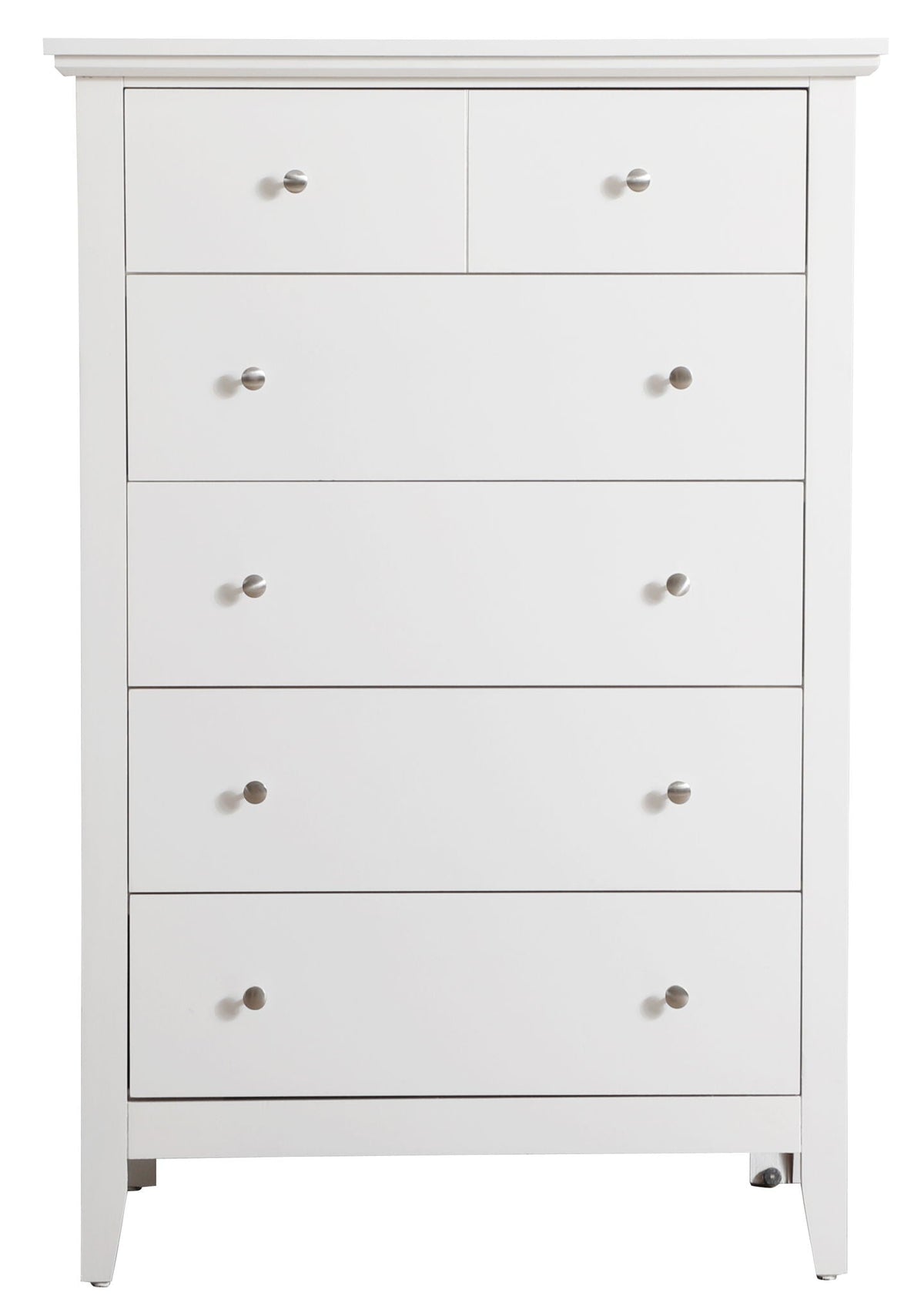 White accent chest by HouseOfZazla with nickel knobs and multiple drawers on Tampa Home & Garden Store