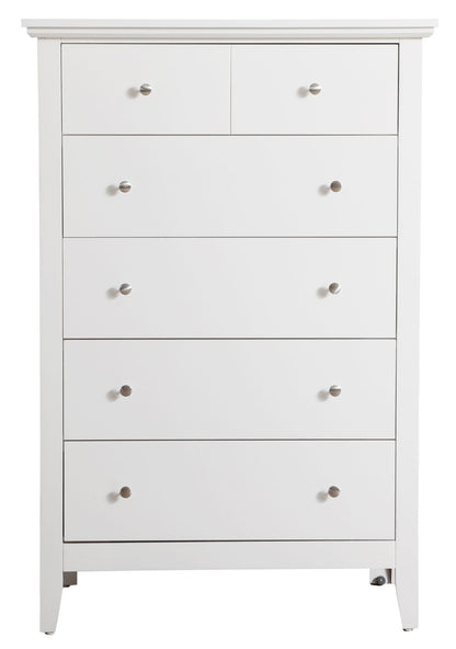 White accent chest by HouseOfZazla with nickel knobs and multiple drawers on Tampa Home & Garden Store