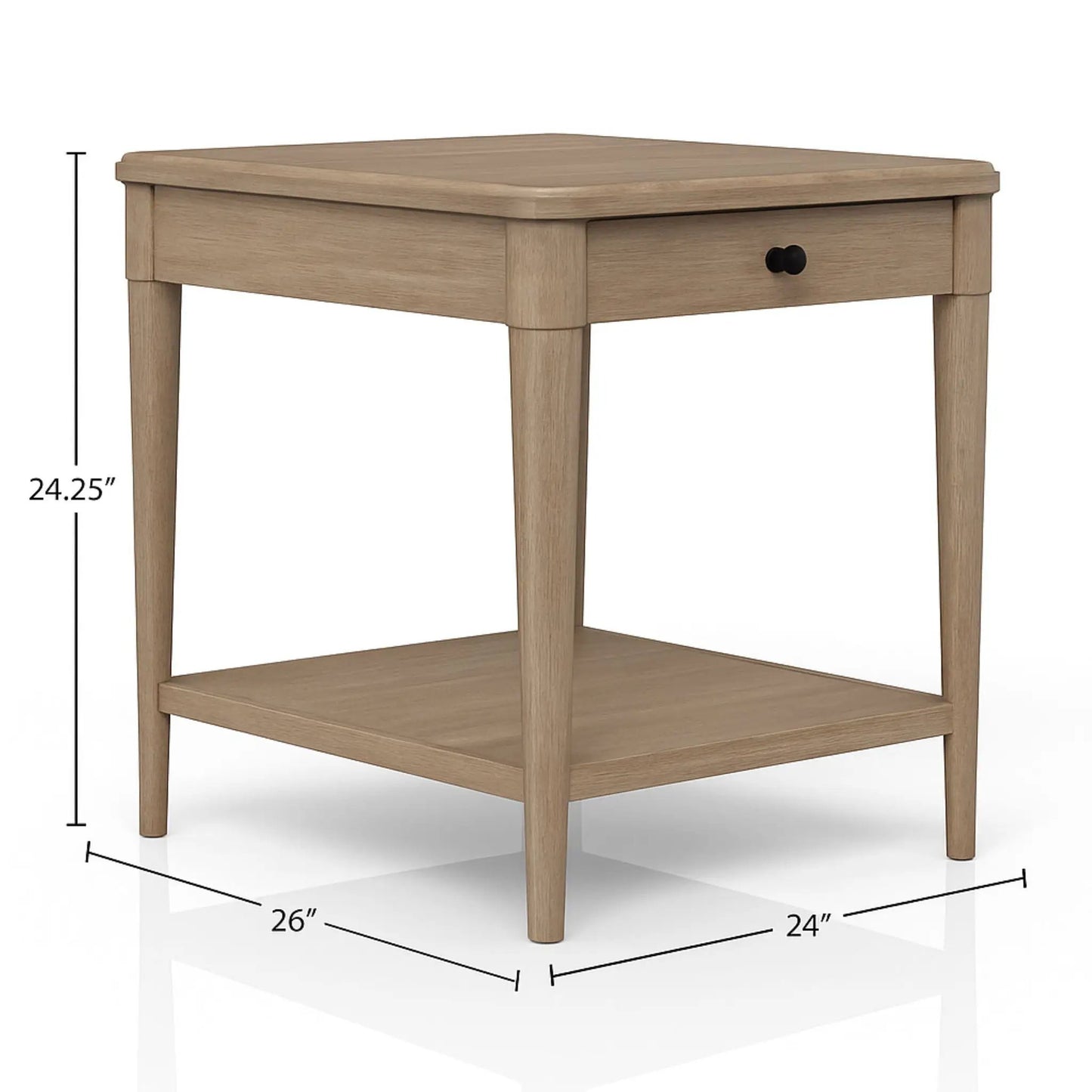 End Table With Storage Drawer in natural oak finish, with a black knob on Tampa Home & Garden Store