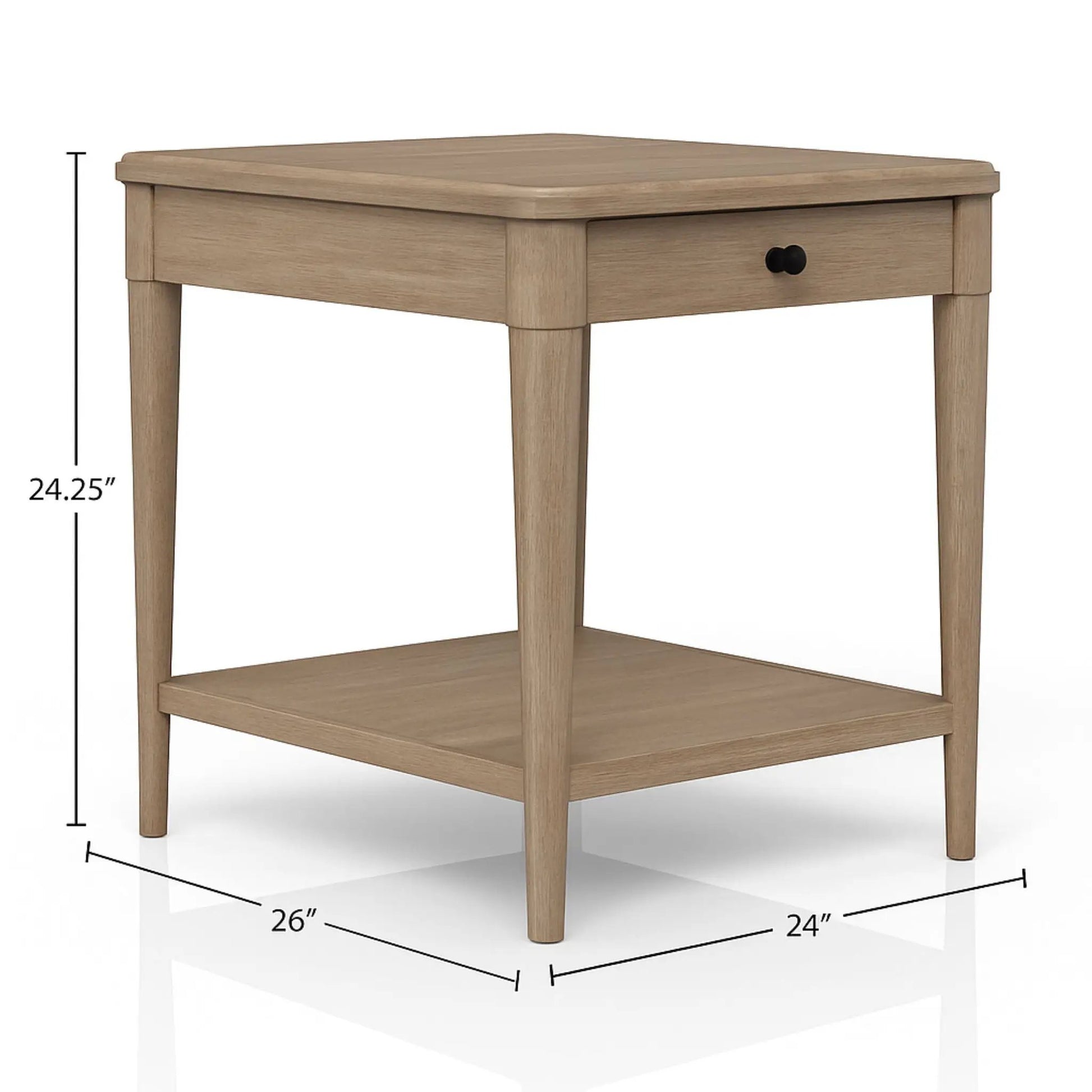 End Table With Storage Drawer in natural oak finish, with a black knob on Tampa Home & Garden Store