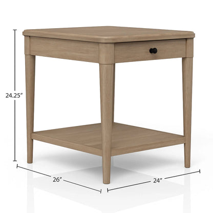 End Table With Storage Drawer in natural oak finish, with a black knob on Tampa Home & Garden Store