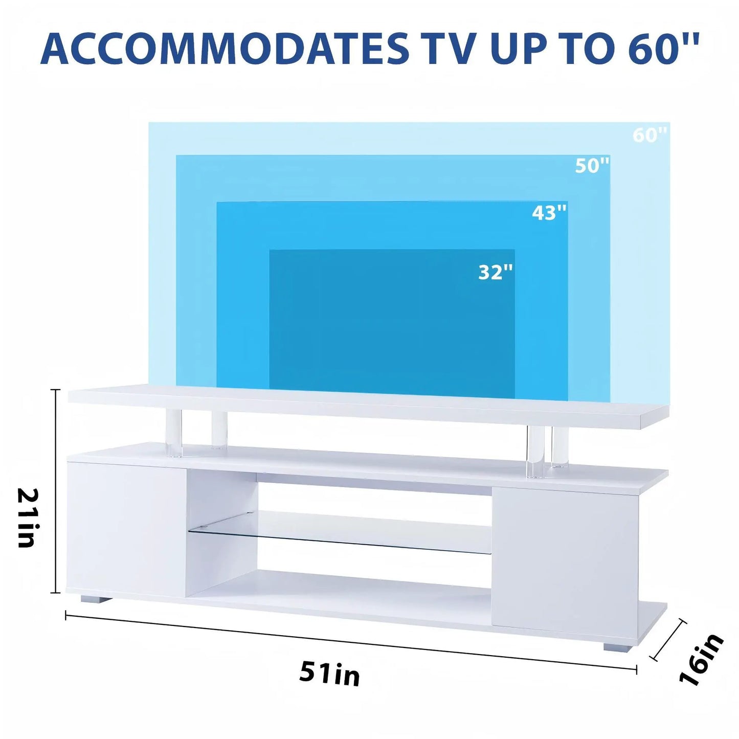 TV Stand With LED Lighting, white finish, large side cabinet by Unique Piece Furniture on Tampa Home & Garden Store