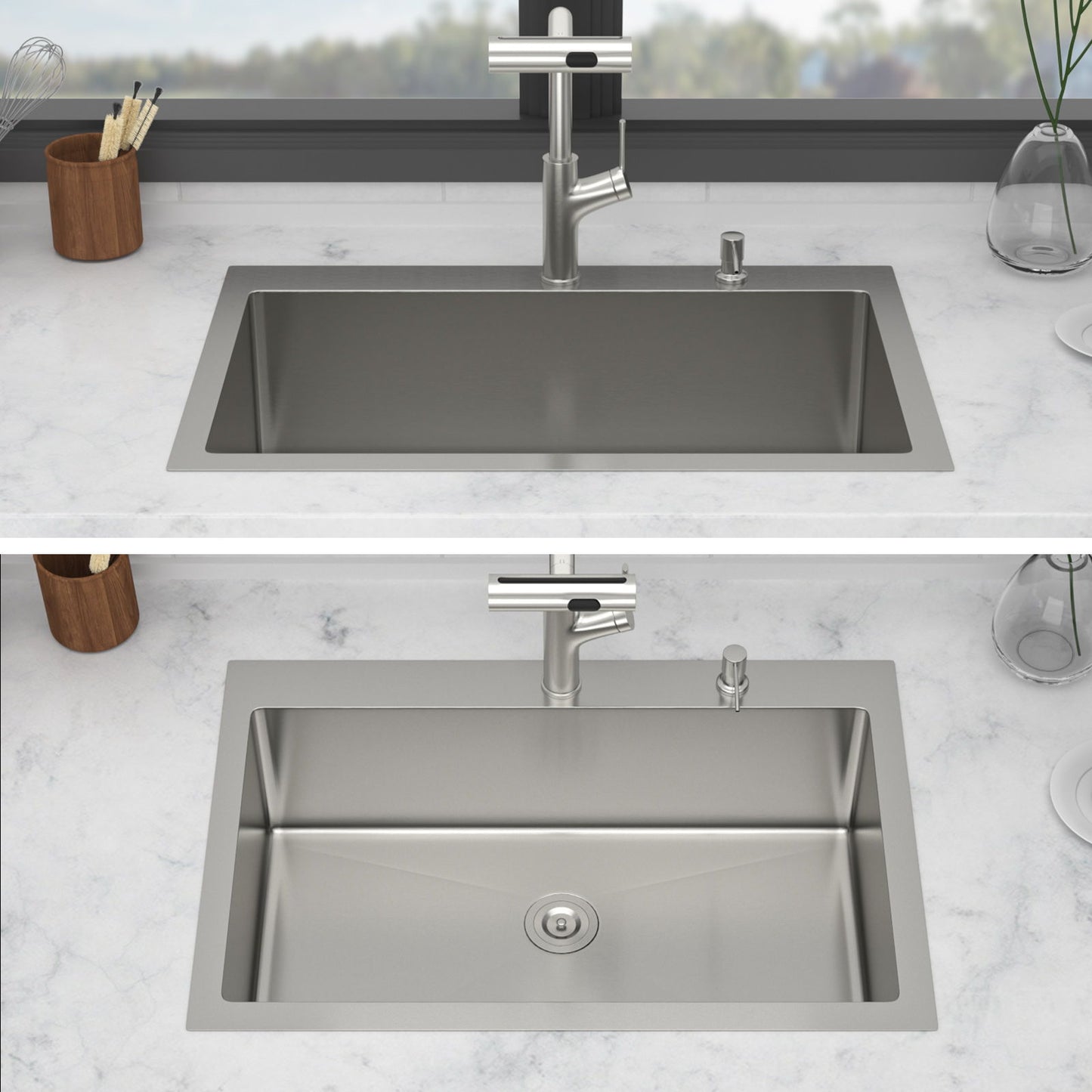 Stainless Steel Kitchen Sink with Faucet and Soap