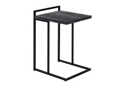 C-shaped accent table with dark wood top and black metal frame by Unique Piece Furniture on Tampa Home & Garden Store