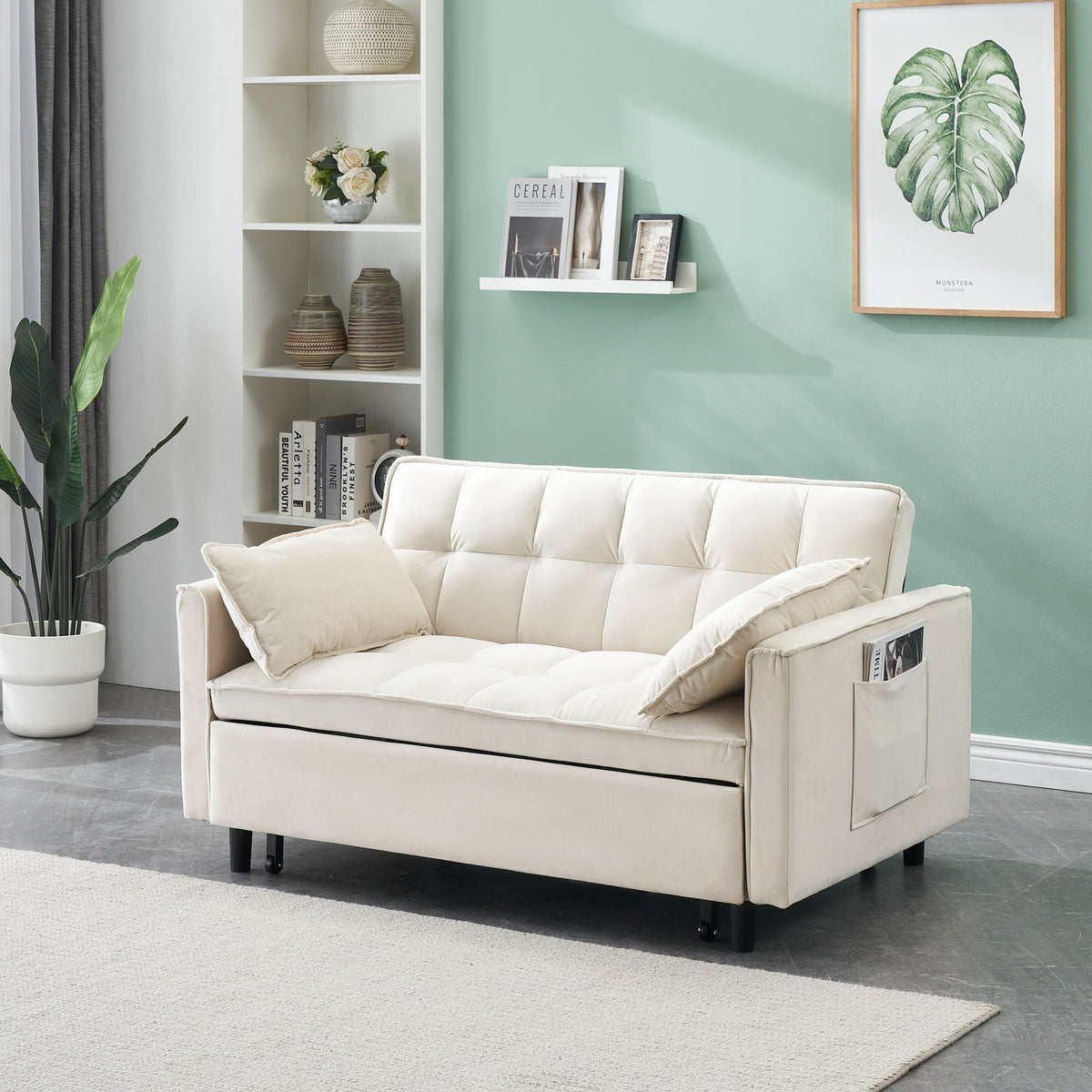 Large 3 In 1 Sofa Bed and Velvet Living Room