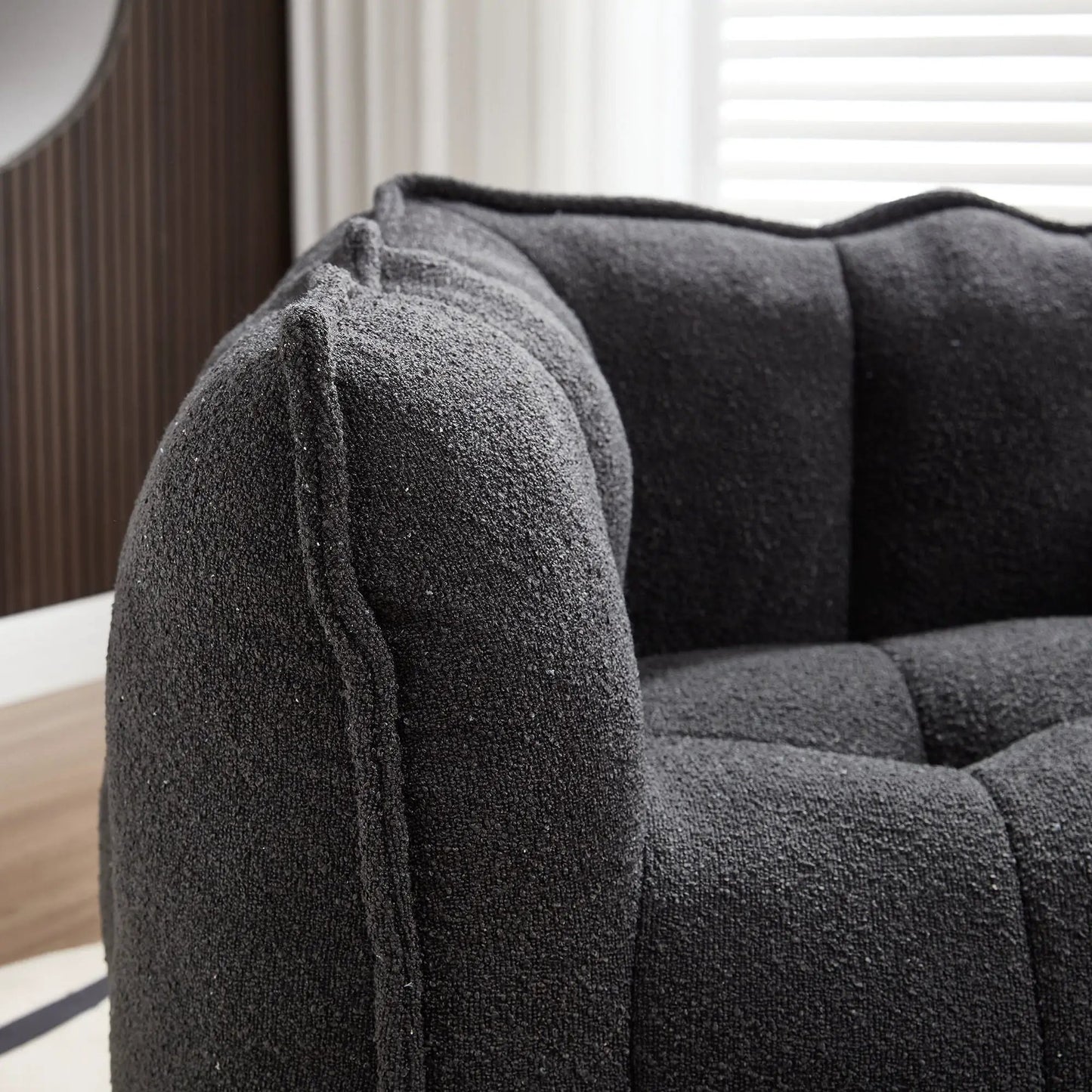 Soft bean bag chair with high resilient foam and ottoman in dark charcoal fabric on Tampa Home & Garden Store