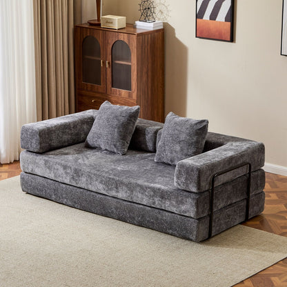 Compact Floor Sofa Bed With A Pillow And Frame