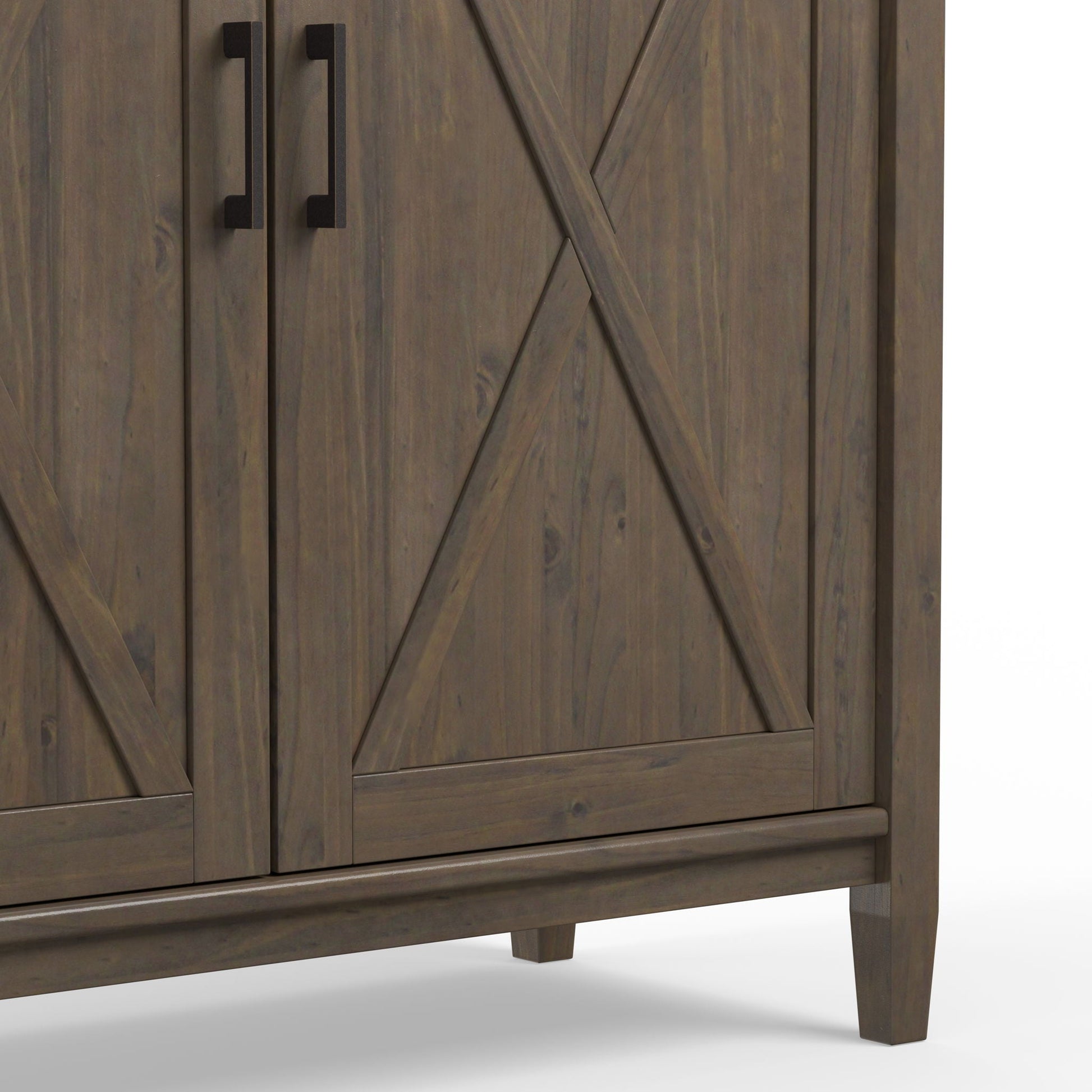Ela Medium Storage Cabinet smoky brown wood with X-cross door panels by HouseOfZazla on Tampa Home & Garden Store