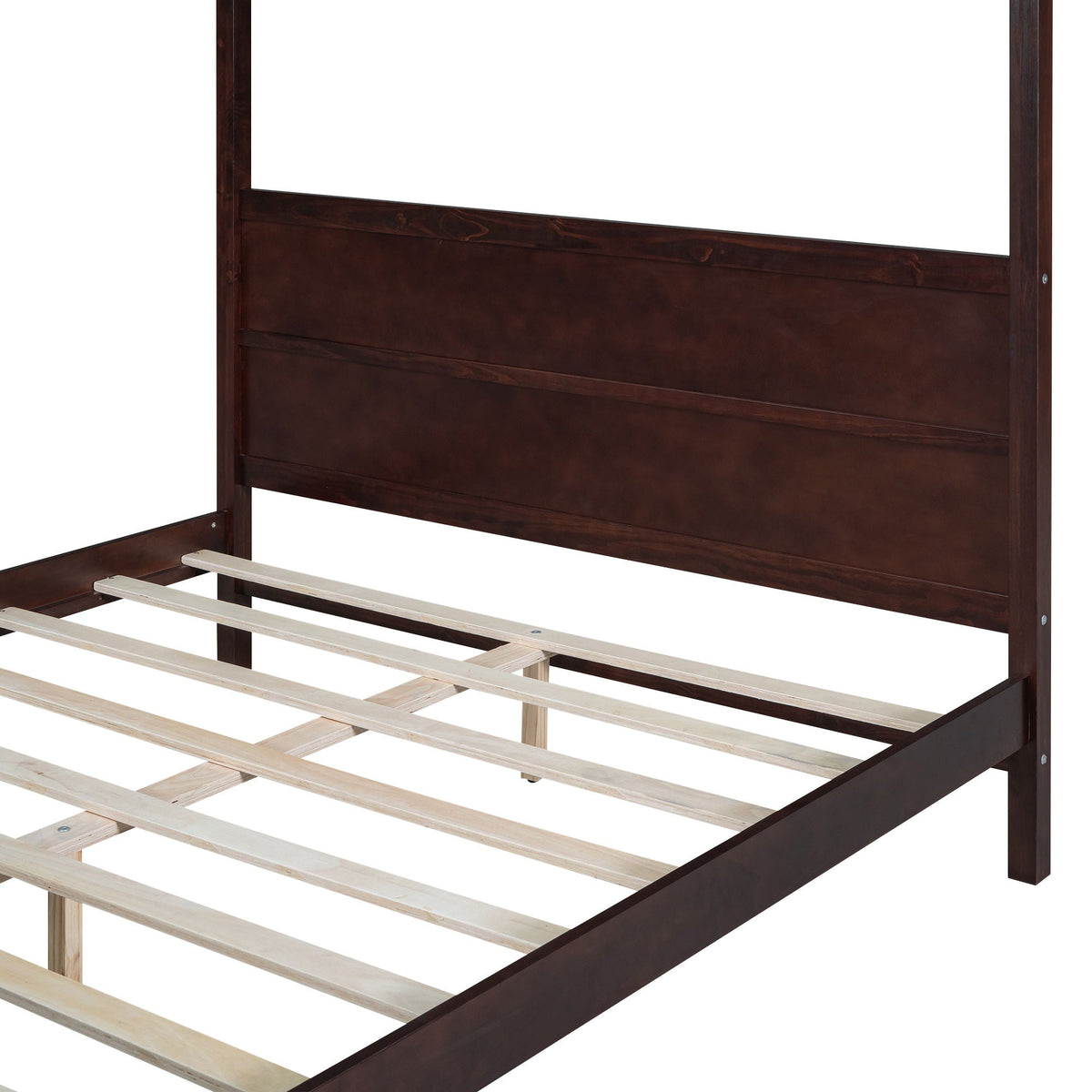 Modern Canopy Platform Bed and Wooden Headboard