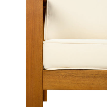 Outdoor acacia wood club chairs with beige cushions set of 2 HouseOfZazla on Tampa Home & Garden Store