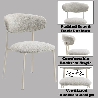 Kalam fabric side chair set of 2 in light gray woven upholstery on Tampa Home & Garden Store