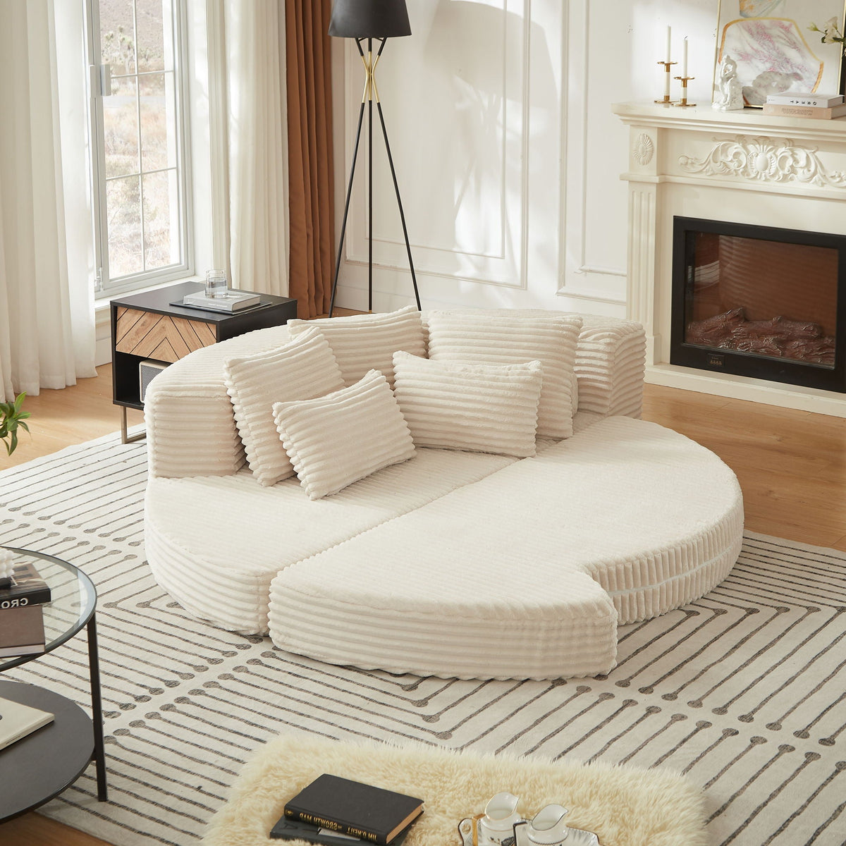 Semi Circular 2 in 1 Sofa Bed with Neck Pillow