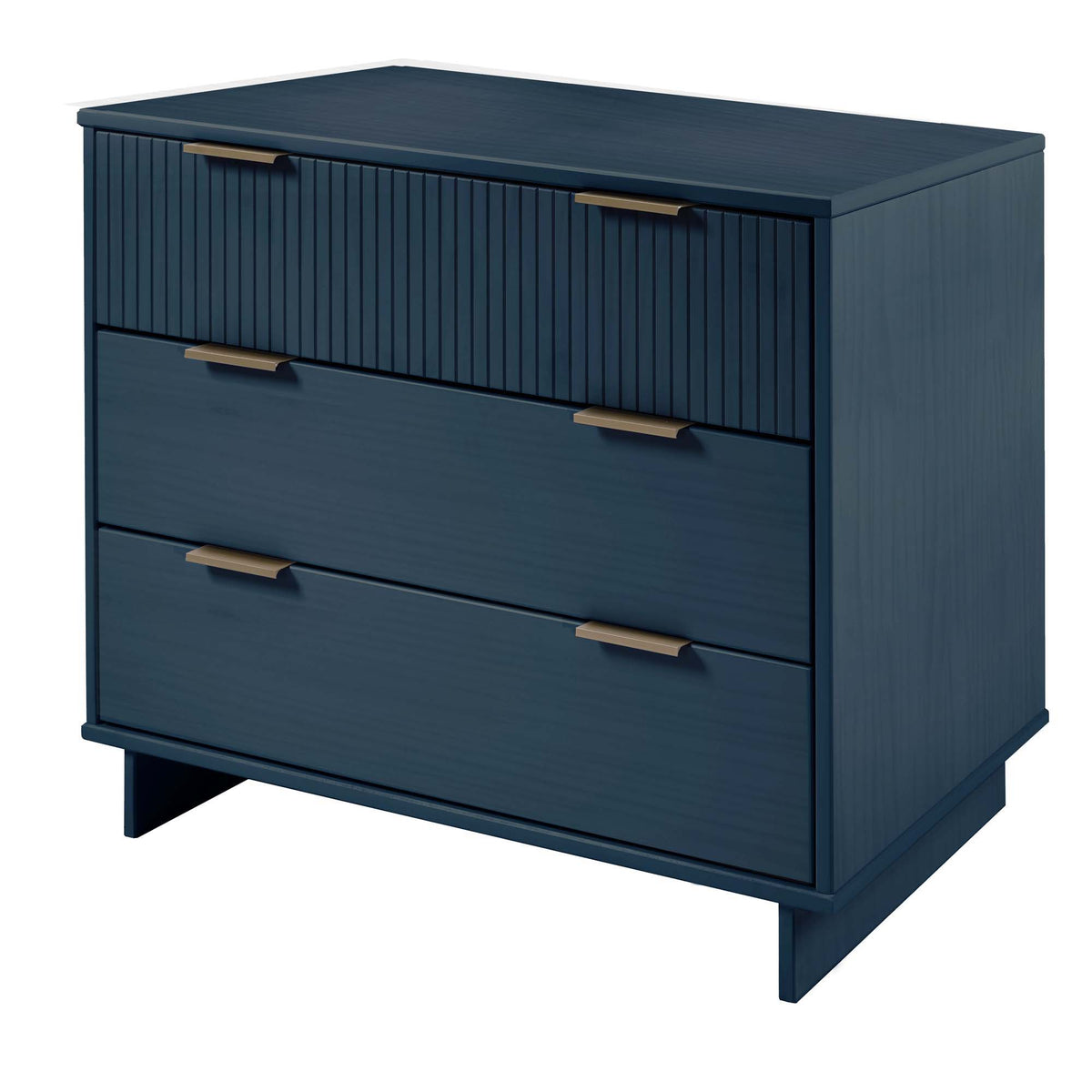 Solid wood 3-drawer dresser with ribbed fronts in navy blue brass handles HouseOfZazla on Tampa Home & Garden Store