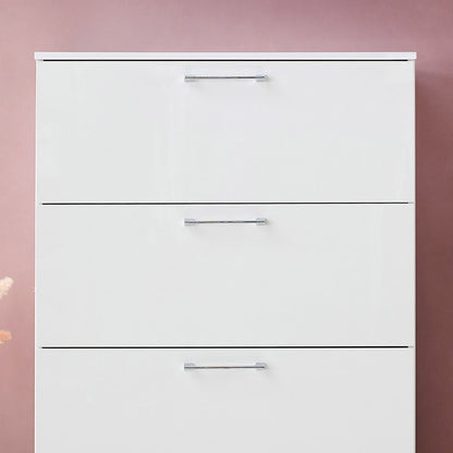 Glossy white 4-drawer accent chest with deep storage and chrome handles on Tampa Home & Garden Store
