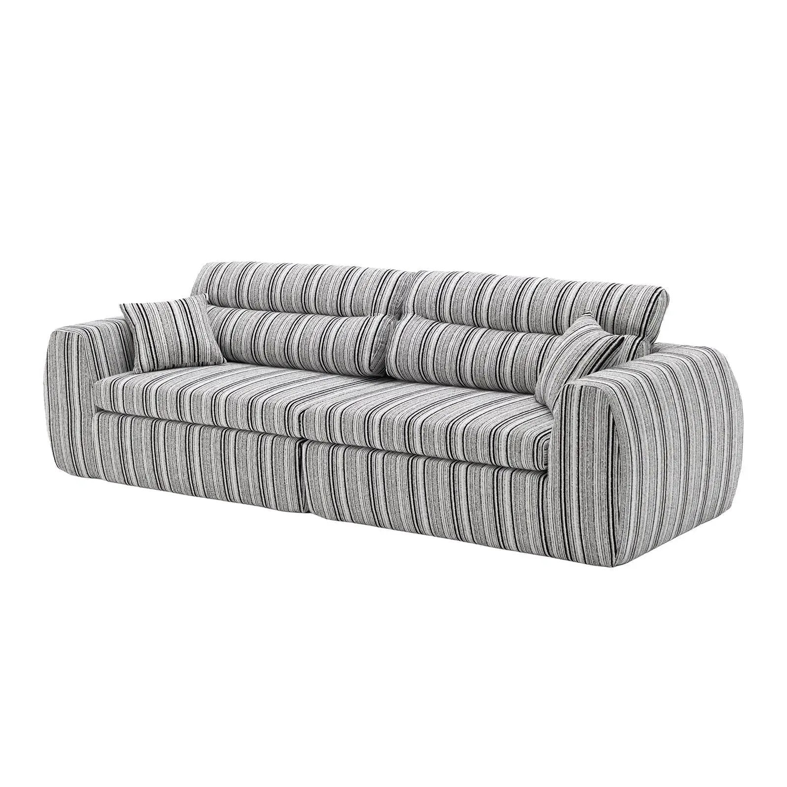 3 seater striped couch with throw pillows, Unique Piece Furniture stationary sofa on Tampa Home & Garden Store