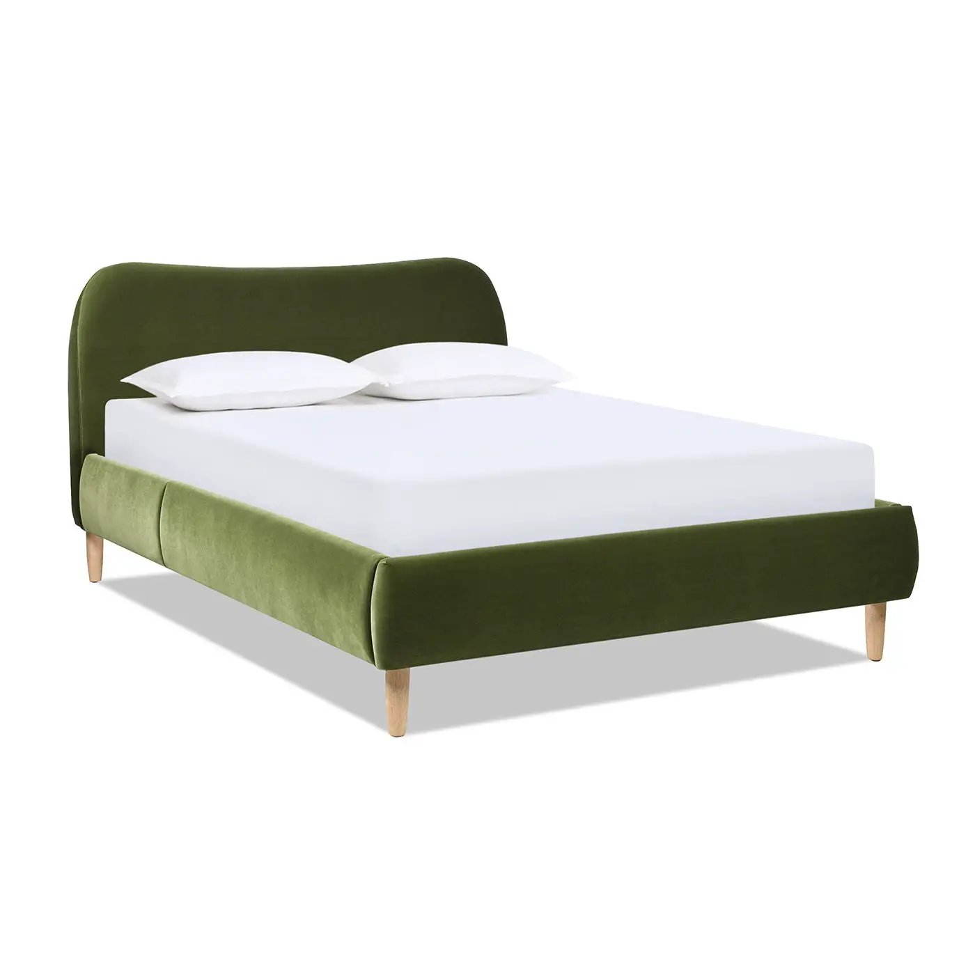 Roman curved headboard upholstered bed in olive green velvet by Unique Piece Furniture on Tampa Home & Garden Store