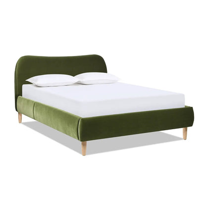 Roman curved headboard upholstered bed in olive green velvet by Unique Piece Furniture on Tampa Home & Garden Store