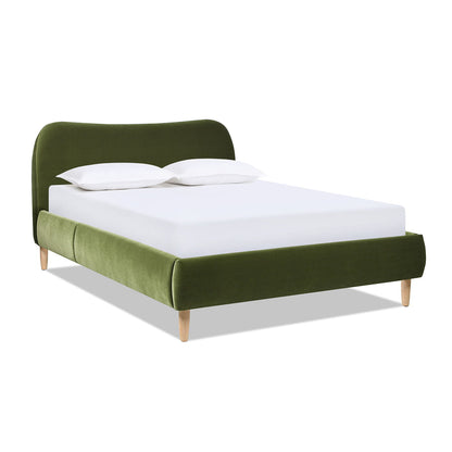 Curved Headboard and Upholstered Platform Bed