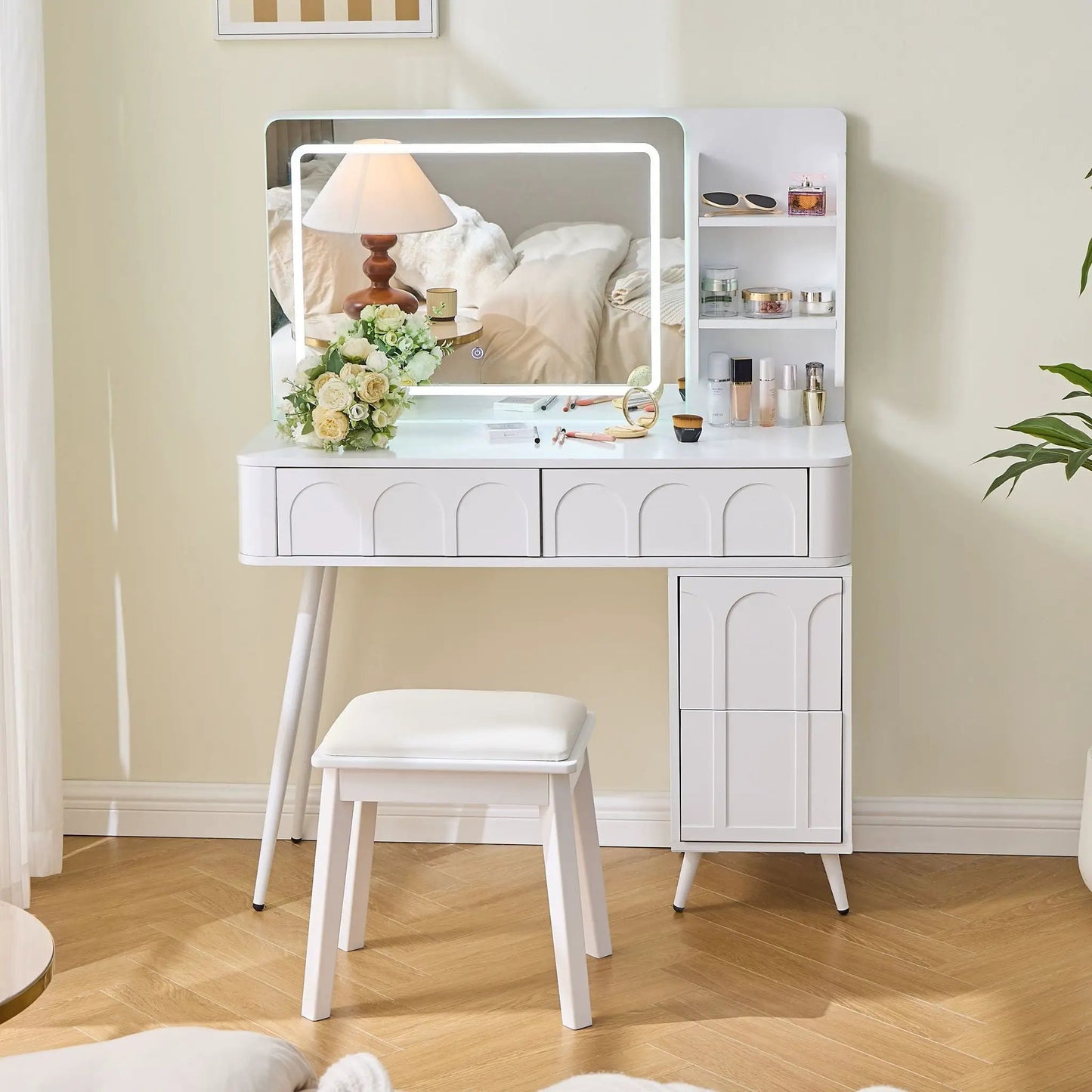 Modern Makeup Vanity Desk With LED Mirror