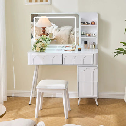 Modern Makeup Vanity Desk With LED Mirror