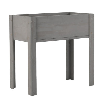 Raised garden bed with legs, rectangular gray wooden planter box for outdoor plants on Tampa Home & Garden Store